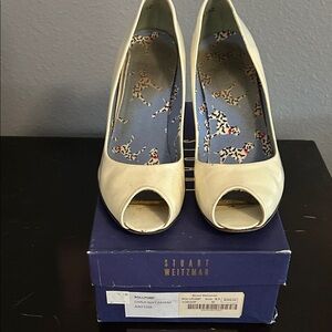 Stuart Weitzman Off-White Peep Toe Heels